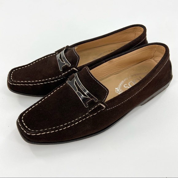 Tod's Shoes - Tod’s Gommini Brown Suede Slip On Penny Driving Loafers 37